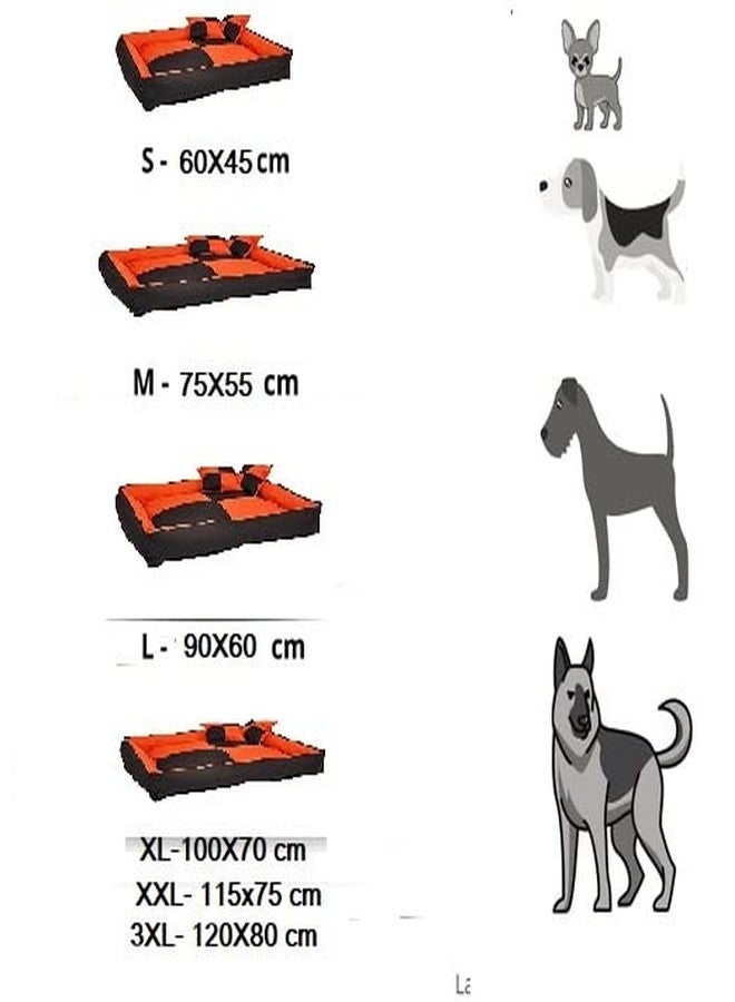 Gorgeous Square Reversible Funky,Styles Velvet Ultra Soft Dual Sofa-Style Dog Bed Orange,Black-Medium - Image 4